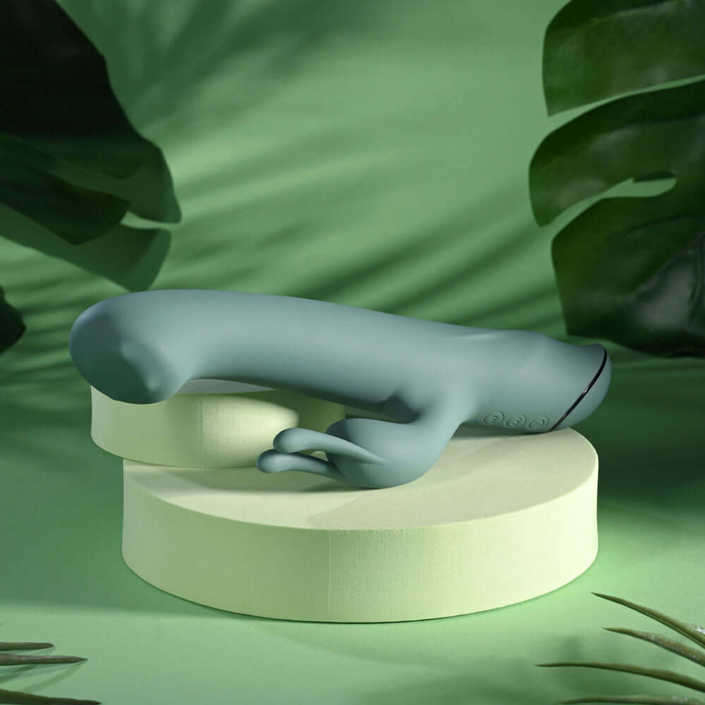 Evolved SATIN SWIRL - Green 23 cm USB Rechargeable Rabbit Vibrator with Swirling Head