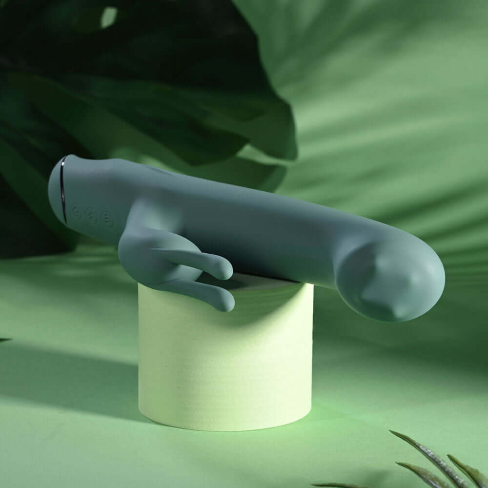 Evolved SATIN SWIRL - Green 23 cm USB Rechargeable Rabbit Vibrator with Swirling Head