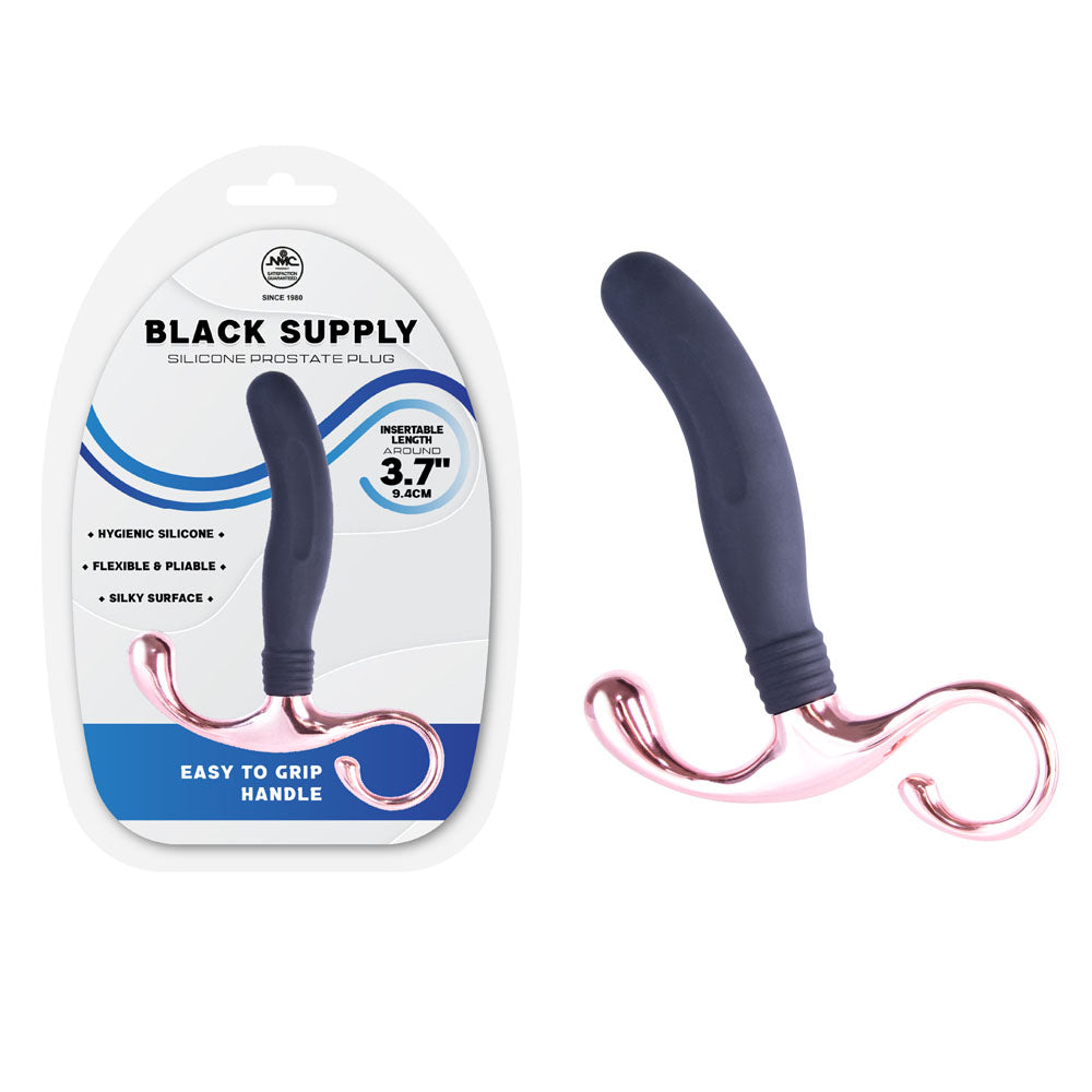 Black Supply - 9.4 cm Silicone Prostate Plug - Black 9.4 cm Silicone Prostate Plug