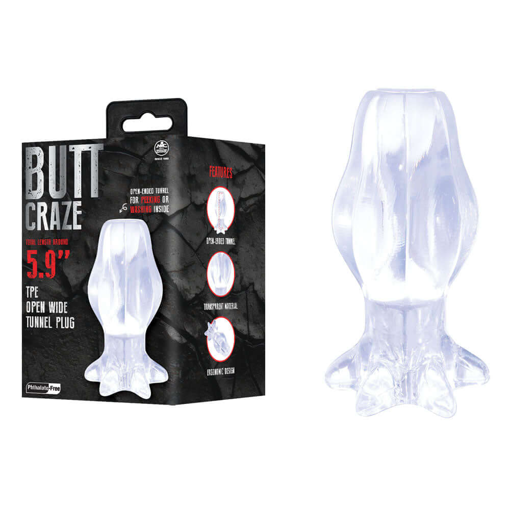 Butt Craze - Clear 15 cm Hollow Butt Plug