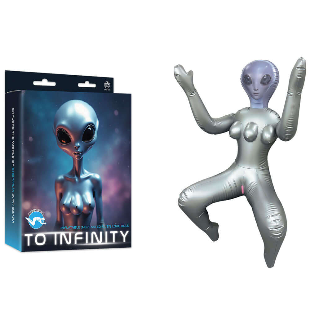 To Infinity - Silver Inflatable Squatting Alien Love Doll