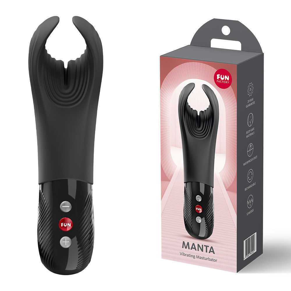 Fun Factory MANTA Black - Black USB-C Rechargeable Unisex Vibrator