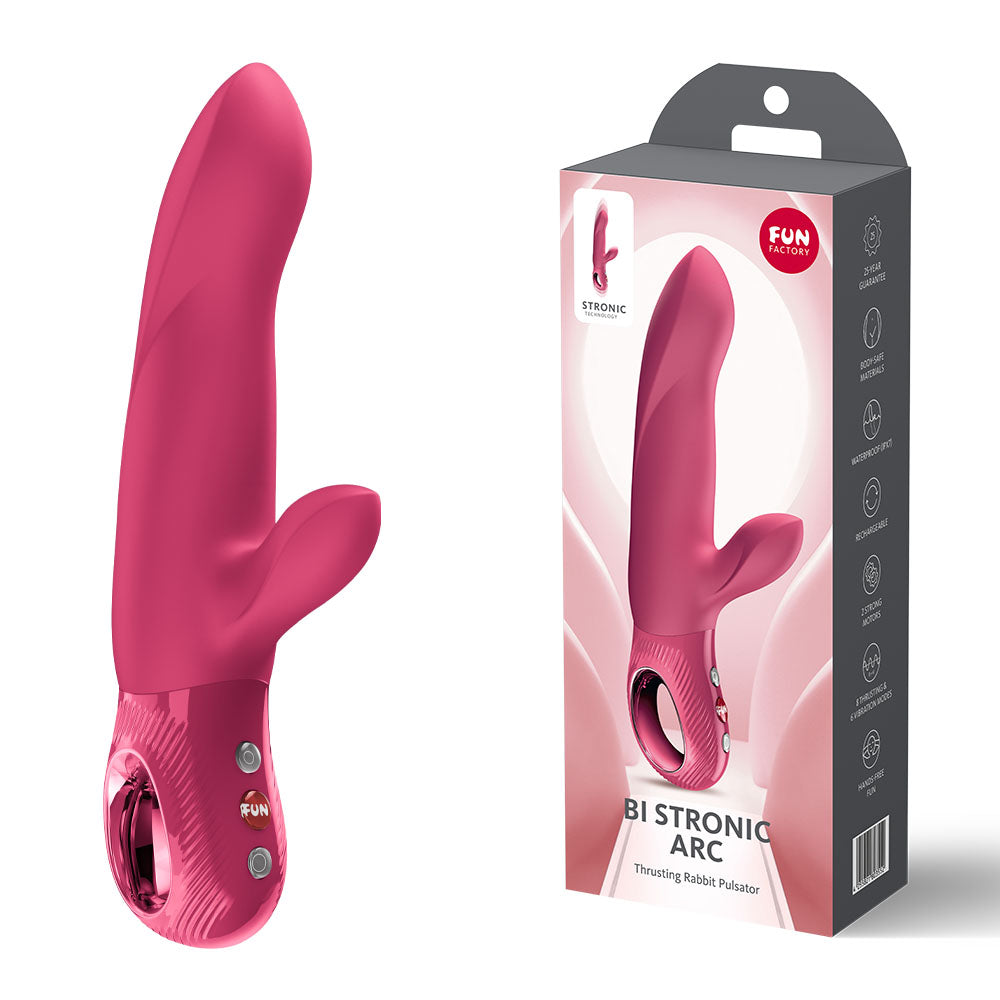 Fun Factory BI STRONIC ARC Raspberry - Raspberry 21.6 cm USB-C Rechargeable Thrusting Vibrator