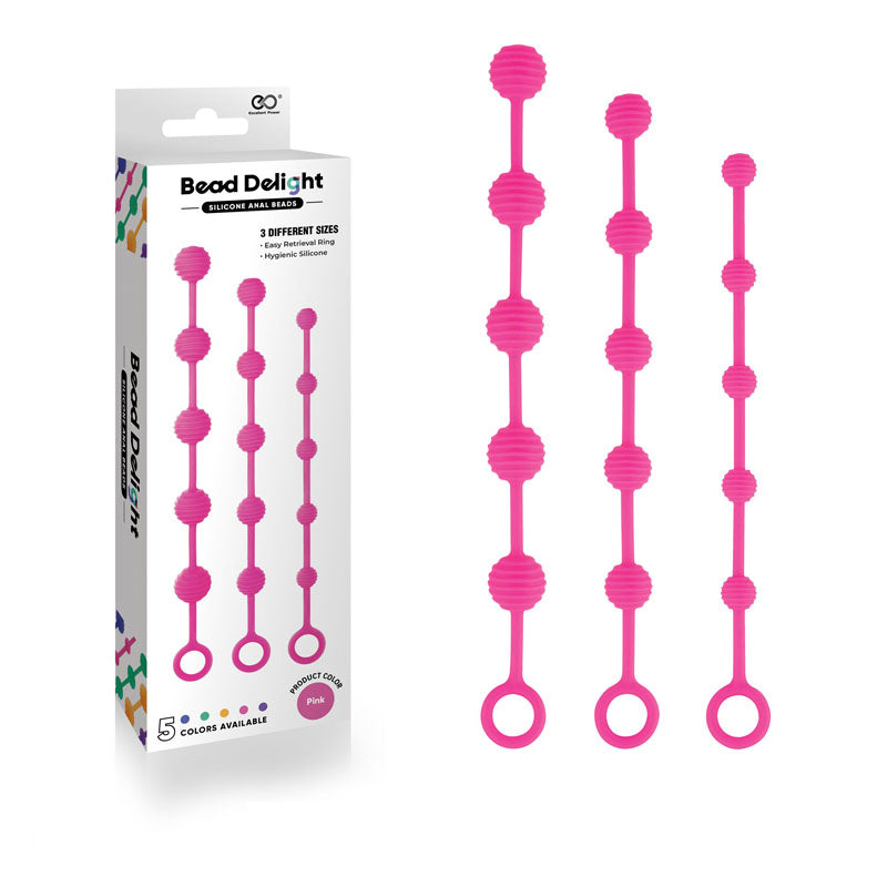 Bead Delight Silicone Anal Beads - Pink Set of 3 Sizes
