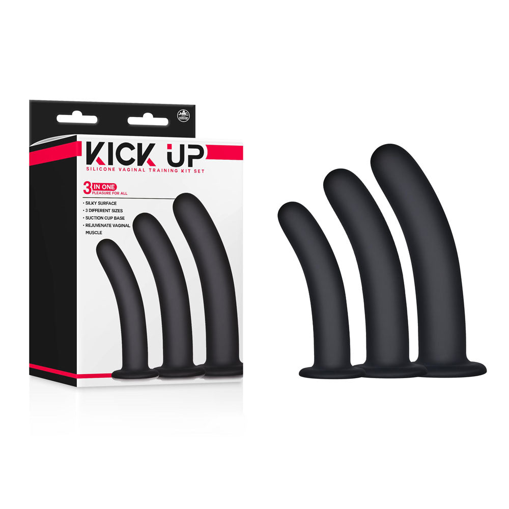 Kick Up Silicone Vaginal Training Kit Black Vaginal Dilators - Set of 3 Sizes