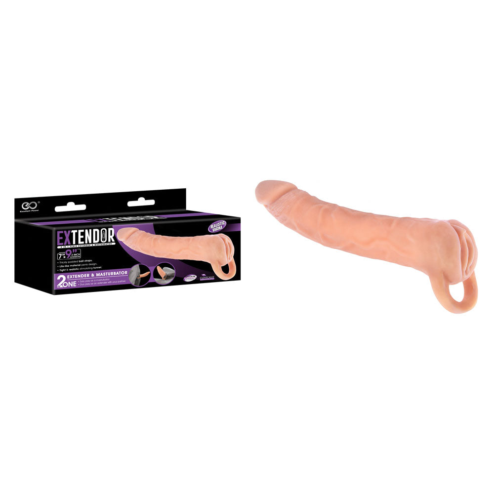 Extendor 9'' 2-in-1 Penis Extender & Masturbator Sleeve with Vagina Opening Flesh 22.9 cm