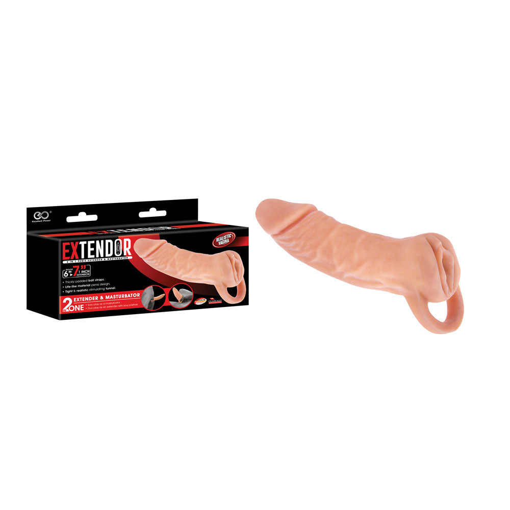 Extendor 7'' 2-in-1 Penis Extender & Masturbator Sleeve with Vagina Opening Flesh 17.8 cm