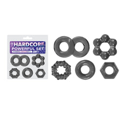 Hardcore Powerful Set Cock Rings Smoke Mixed - Set of 5