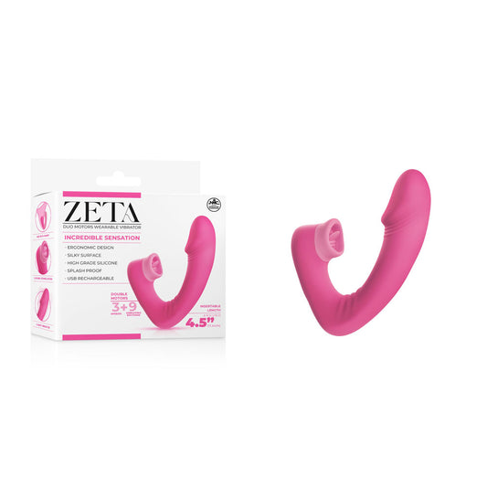 Zeta Duo Motor Wearable Vibrator Pink 11.4 cm with Flicking Clitoral Stimulator
