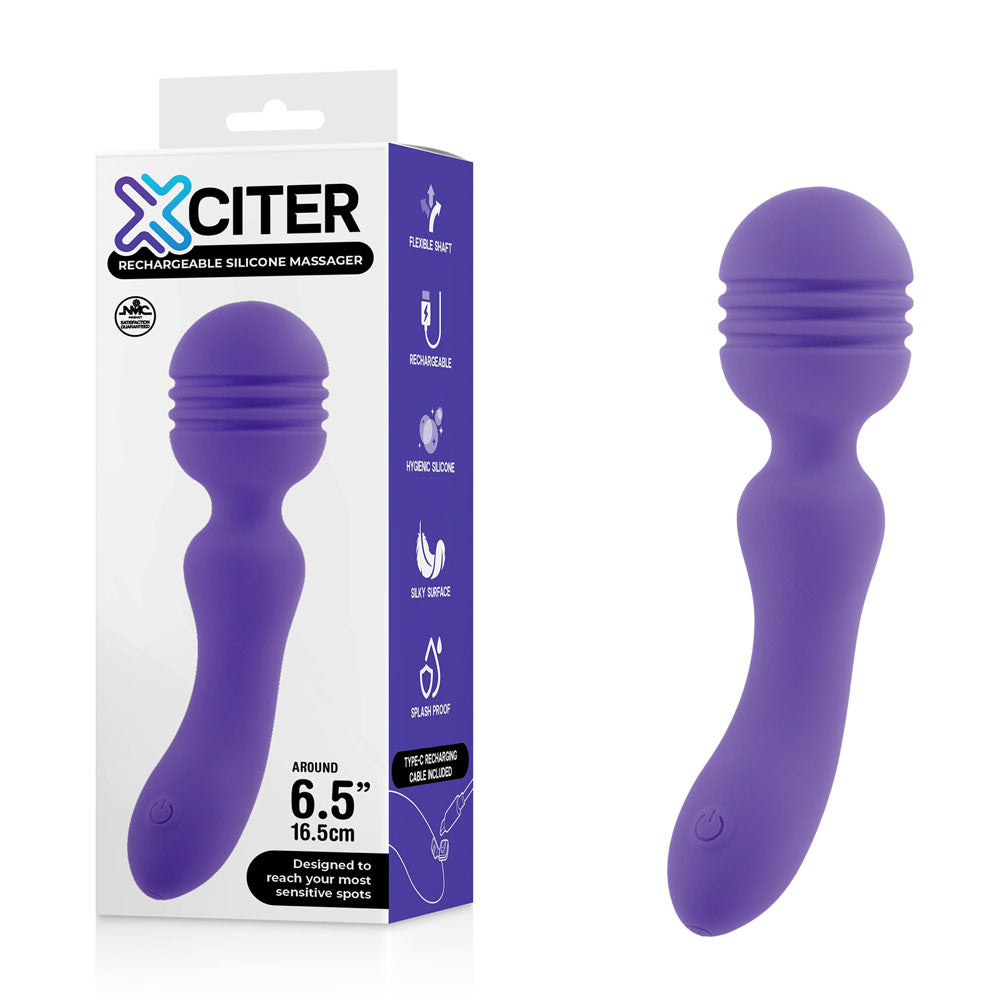 Xciter Purple 16.5 cm USB Rechargeable Massage Wand