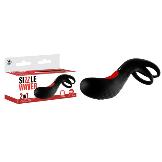 Sizzle Waver Black USB Rechargeable Vibrating Cock Ring