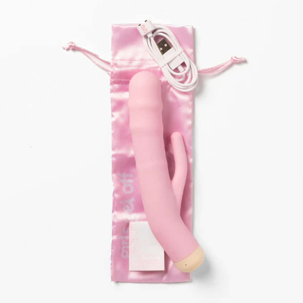 Pink 19 cm USB Rechargeable Thrusting Rabbit Vibrator