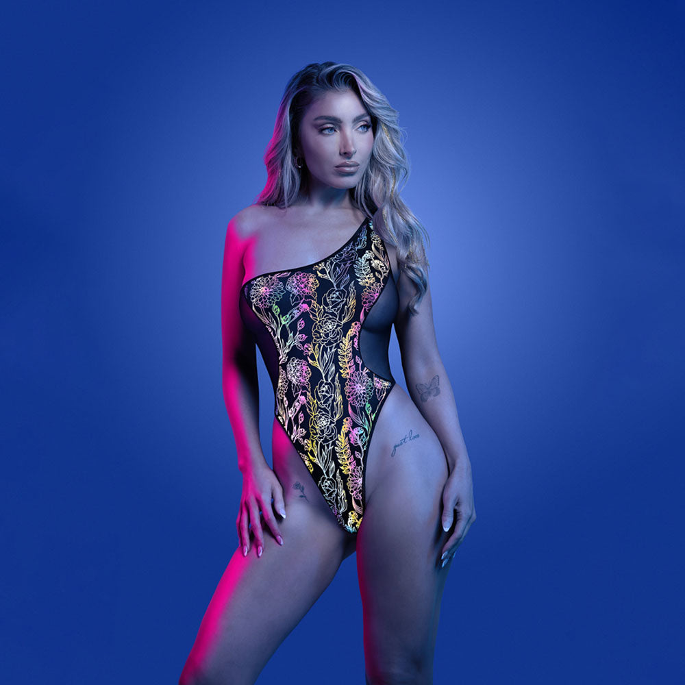 GLOW Luminescent Flash Teddy ML - Black Reflective Teddy - M/L Size