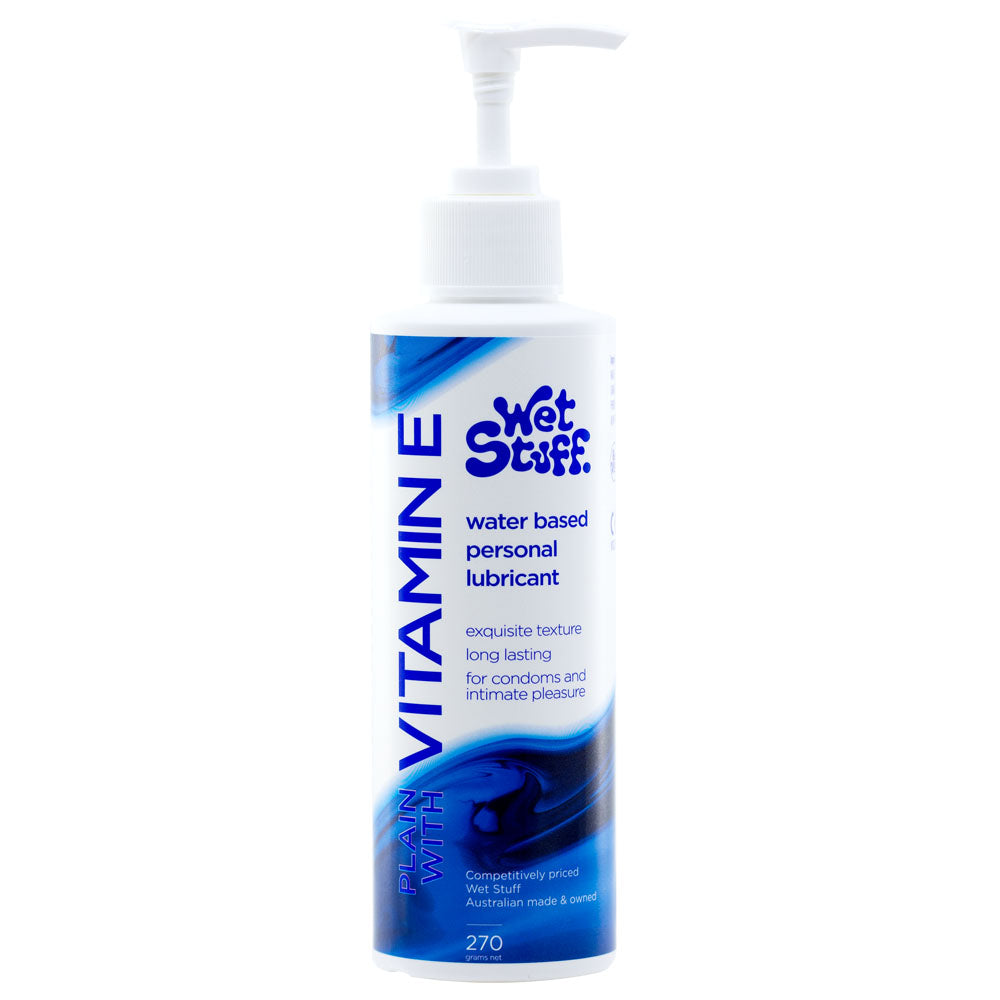 Wet Stuff Plain Water Based Lubricant with Vitamin E - 270g Pump Bottle