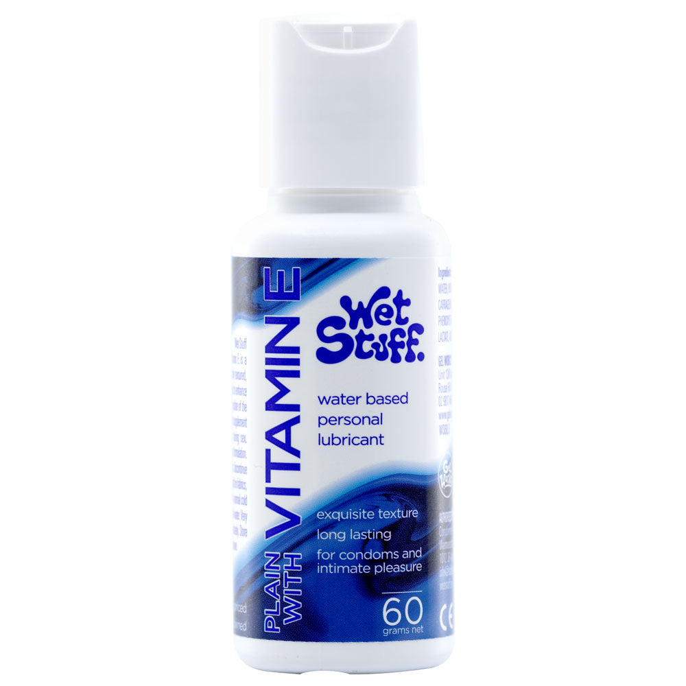 Wet Stuff Plain Water Based Lubricant with Vitamin E - 60 gram Bottle