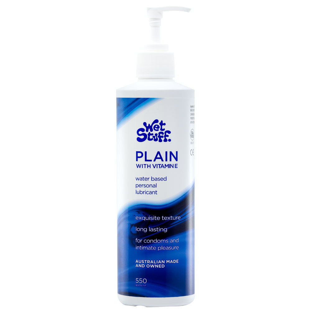 Wet Stuff Plain Water Based Lubricant with Vitamin E - 550g Pump Bottle