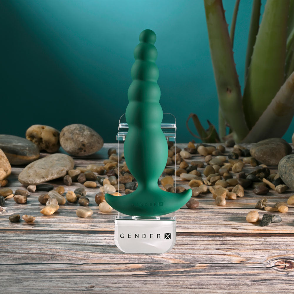 Gender X THE RATTLER - Green 17 cm USB Rechargeable Vibrating and Twirling Anal Plug