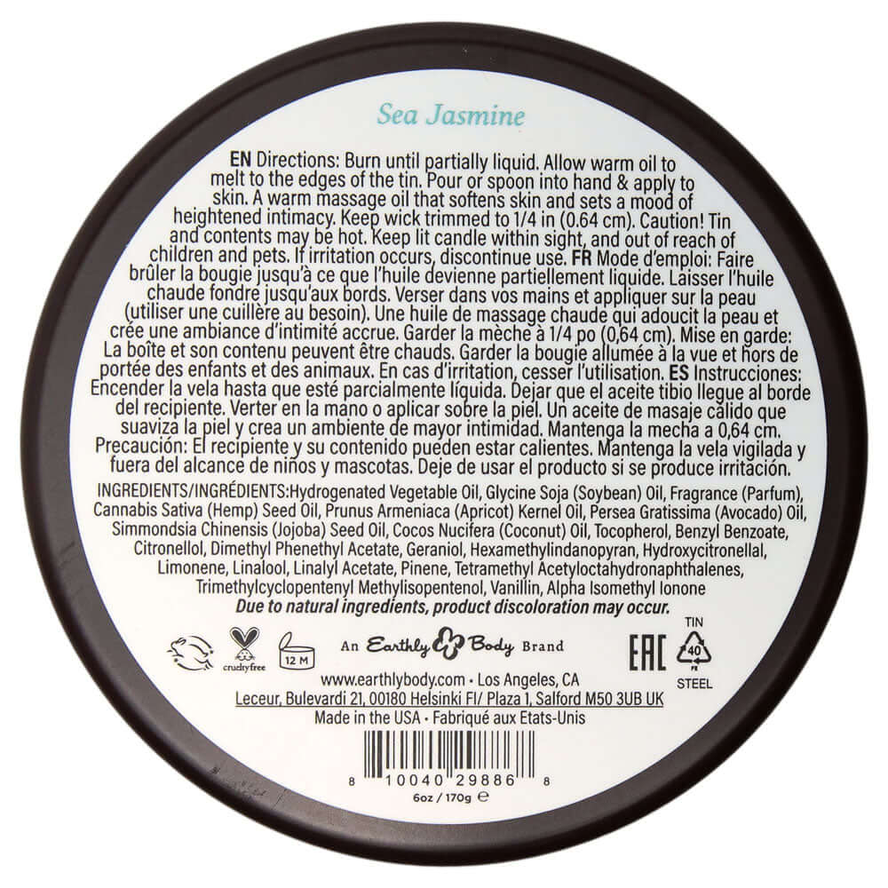 EB Aphrodisiac Massage Candle - Sea Jasmine - Sea Jasmine Scented Massage Candle - 170 g