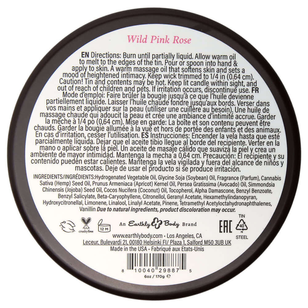 EB Aphrodisiac Massage Candle - Wild Pink Rose - Wild Pink Rose Scented Massage Candle - 170 g