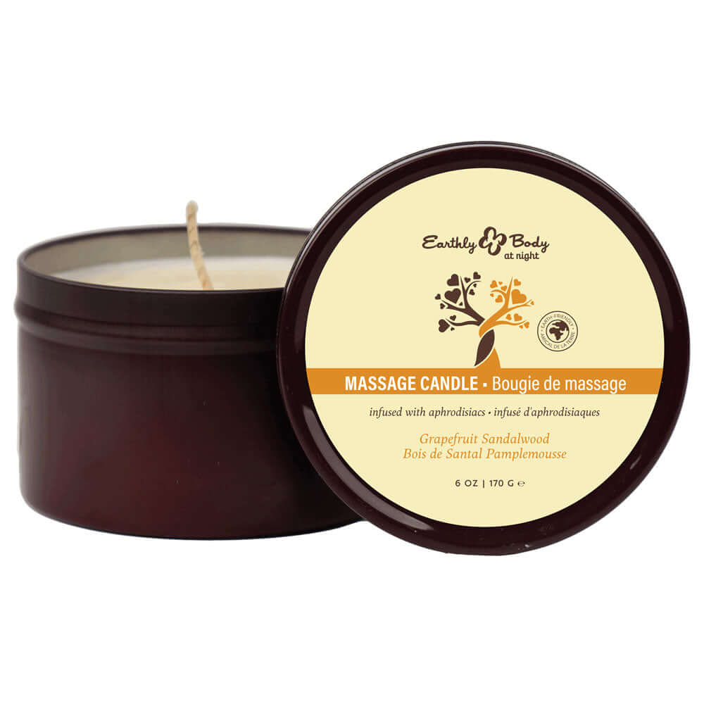 EB Aphrodisiac Massage Candle - Grapefruit Sandalwood - Grapefruit Sandalwood Scented Massage Candle - 170 g