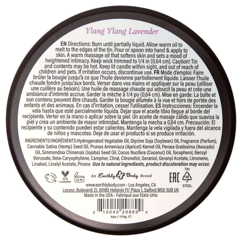 EB Aphrodisiac Massage Candle - Ylang Ylang Lavender - Ylang Ylang Lavender Scented Massage Candle - 170 g