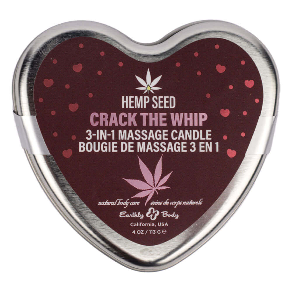EB Hemp Seed 3 in 1 Massage Heart Candle - Crack The Whip - Crack The Whip (Dew-Kissed Rose, Violet Petals, Warm Amber) - 113 g