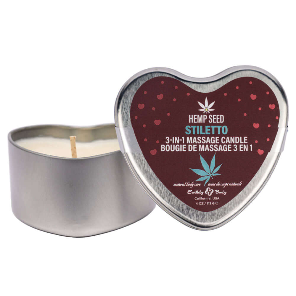 EB Hemp Seed 3 in 1 Massage Heart Candle - Stiletto - Stiletto (Flowering Sage, Wildflower Honey, Creamy Sandalwood) - 113 g