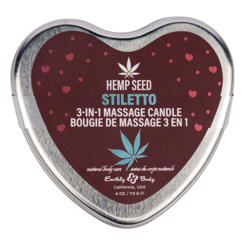 EB Hemp Seed 3 in 1 Massage Heart Candle - Stiletto - Stiletto (Flowering Sage, Wildflower Honey, Creamy Sandalwood) - 113 g