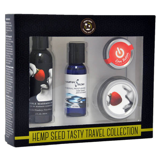 Hemp Seed Tasty Travel Collection Strawberry Scented Lotion Kit - 4 Piece Set