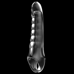 Adam & Eve Ridged Rider Clear 22.9 cm Penis Extension Sleeve