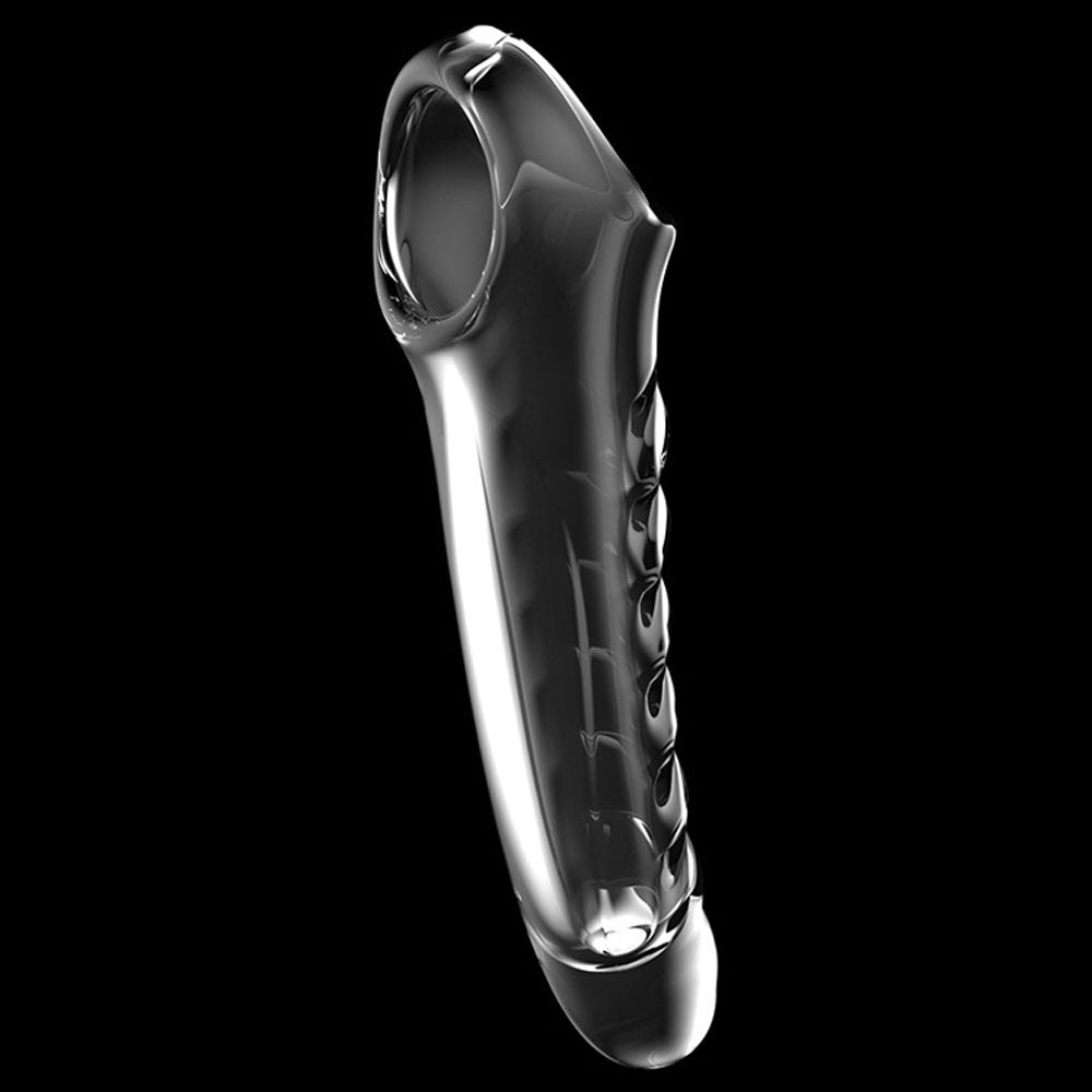 Adam & Eve Ridged Rider Clear 22.9 cm Penis Extension Sleeve