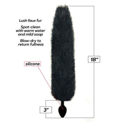 Foxy Fox Tail Silicone Butt Plug - Black - 46 cm Tail