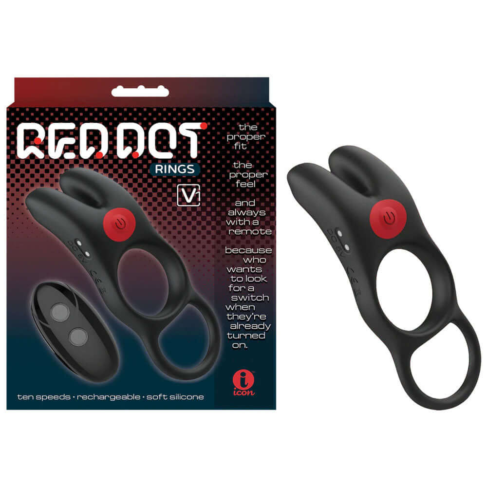 Red Dot Rings - V1 - USB Rechargeable Vibrating Cock Ring with Remote