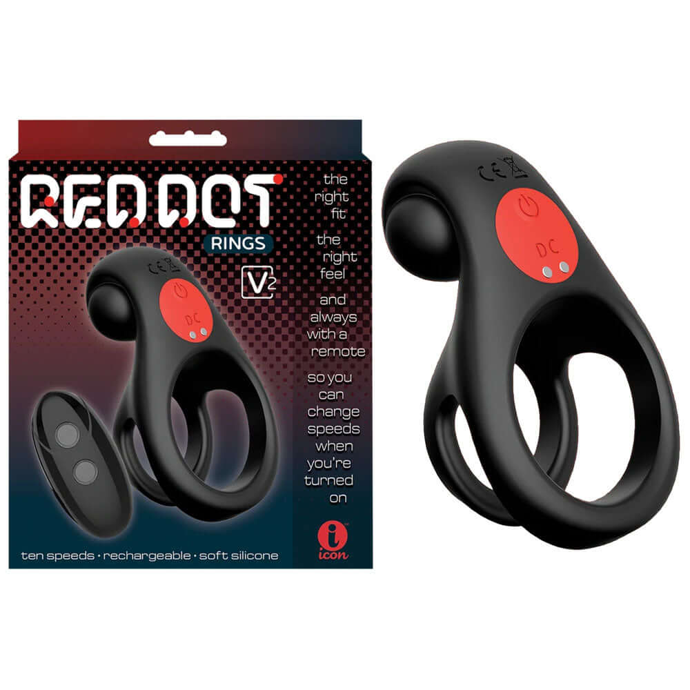 Red Dot Rings - V2 - USB Rechargeable Vibrating Cock & Ball Ring with Remote