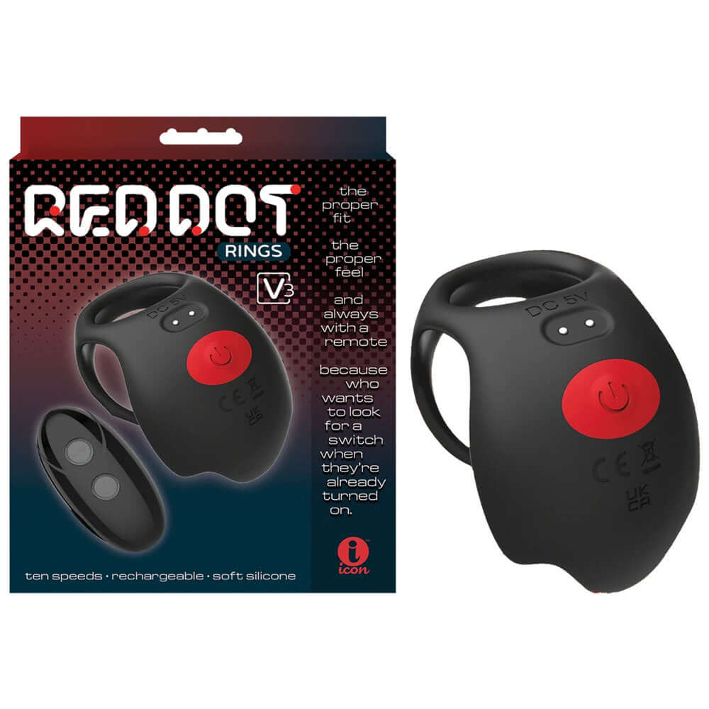 Red Dot Rings - V3 - USB Rechargeable Vibrating Cock & Ball Ring with Remote
