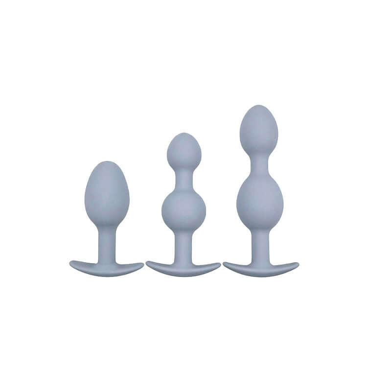 Adam & Eve VIBRA-BALL TRIO - Grey Weighted Anal Training Set - Set of 3 Plugs