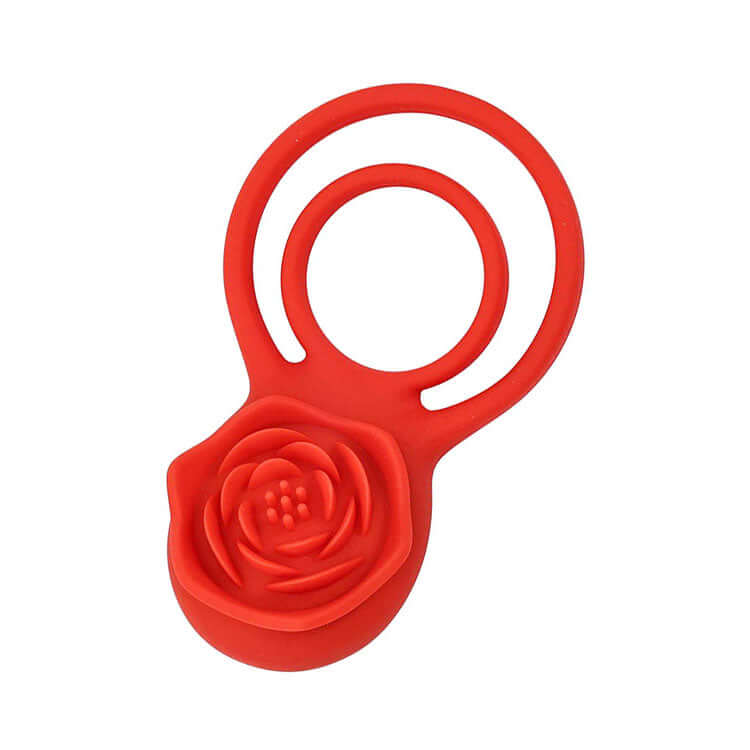 Adam & Eve VIBRATING ROSE DOUBLE ENHANCER - Red USB Rechargeable Cock & Balls Ring with Remote