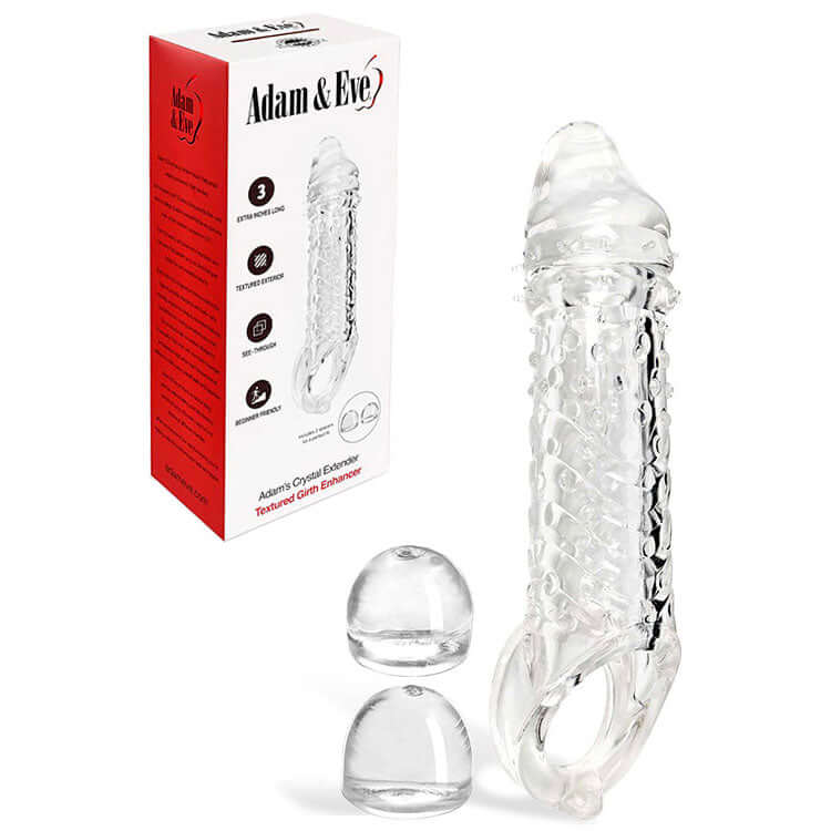 Adam & Eve ADAMS CRYSTAL EXTENDER - Clear 22.9 cm Penis Extender Sleeve with Adjustable Inner