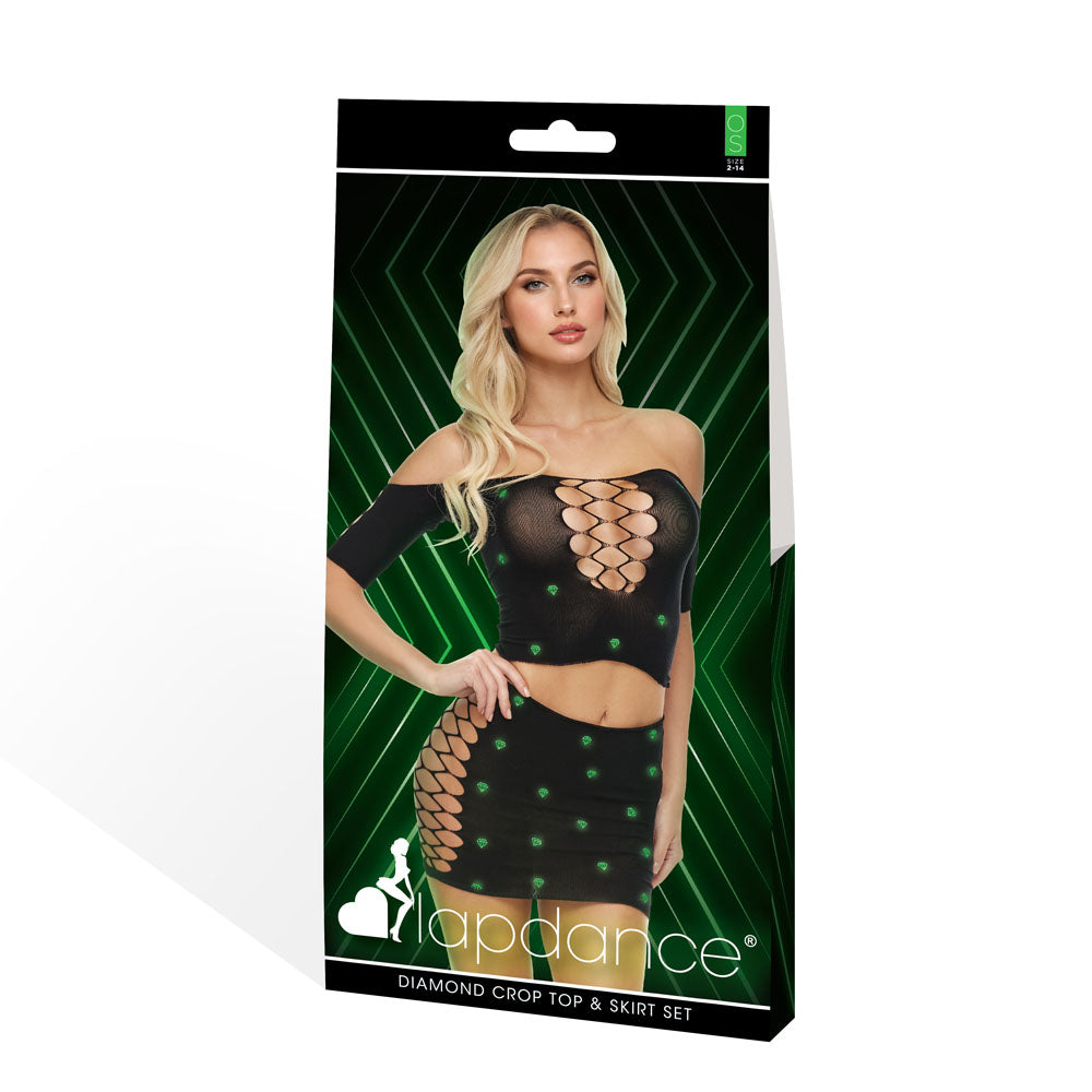 DIAMOND 2-PIECE CROP TOP & SHIRT SET - Glow in the Dark - One Size