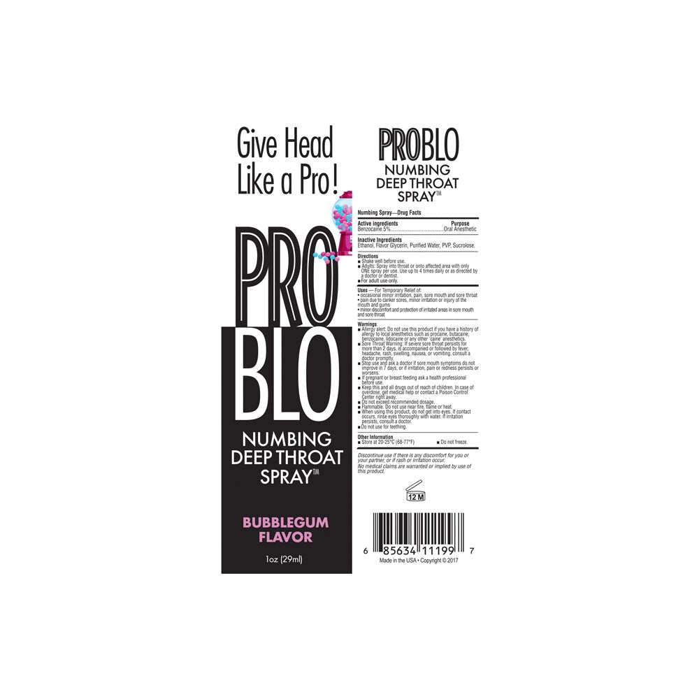 ProBlo Deep Throat Spray Bubblegum Flavoured - 30 ml