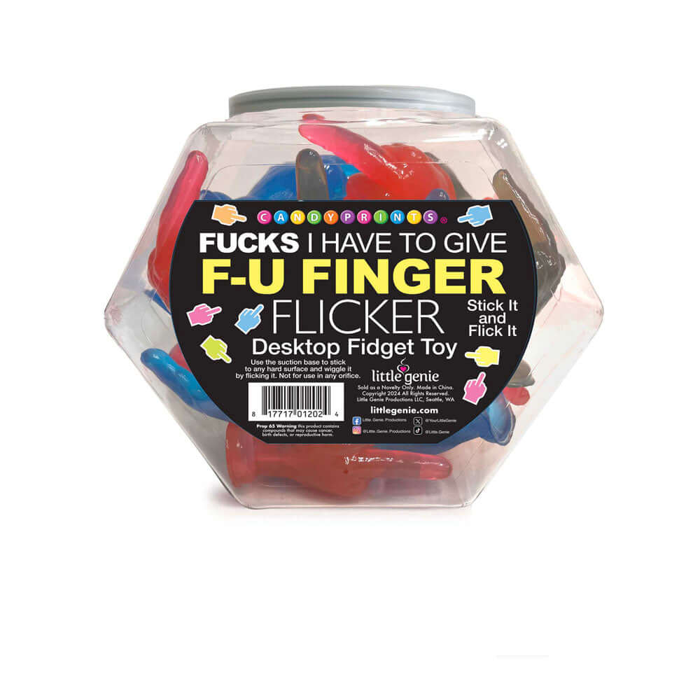 Fucks I Have To Give F-U Finger Flicker - Display - Novelty Fidget Toy - Fishbowl Display of 24