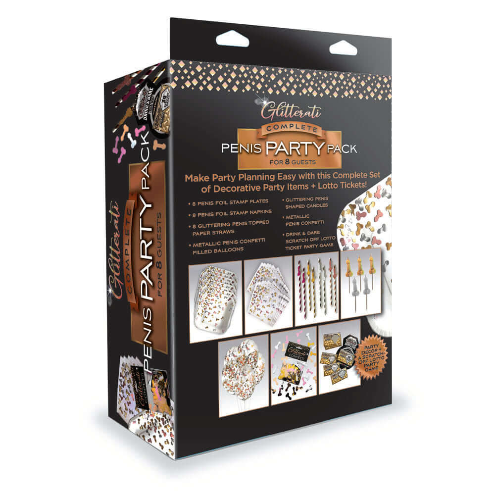 Glitterati Complete Penis Party Pack - Party Set for 8 People