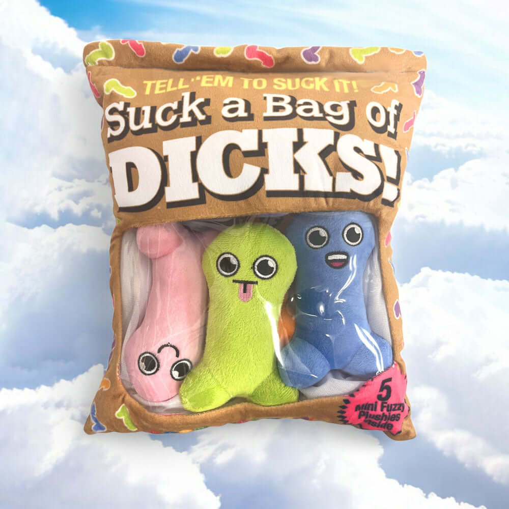 Suck A Bag Of Dicks Plushy Pillows - Mini Fuzzy Dicky Plushy Pillows - Set of 5