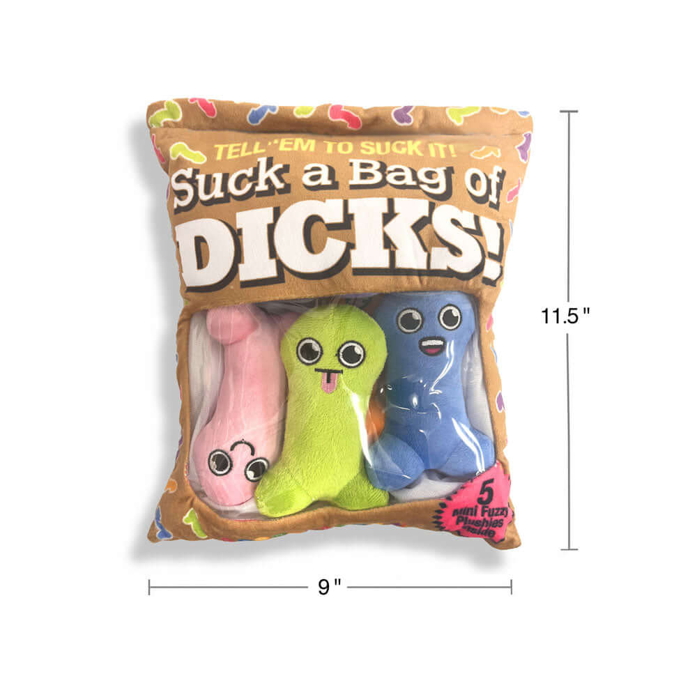 Suck A Bag Of Dicks Plushy Pillows - Mini Fuzzy Dicky Plushy Pillows - Set of 5