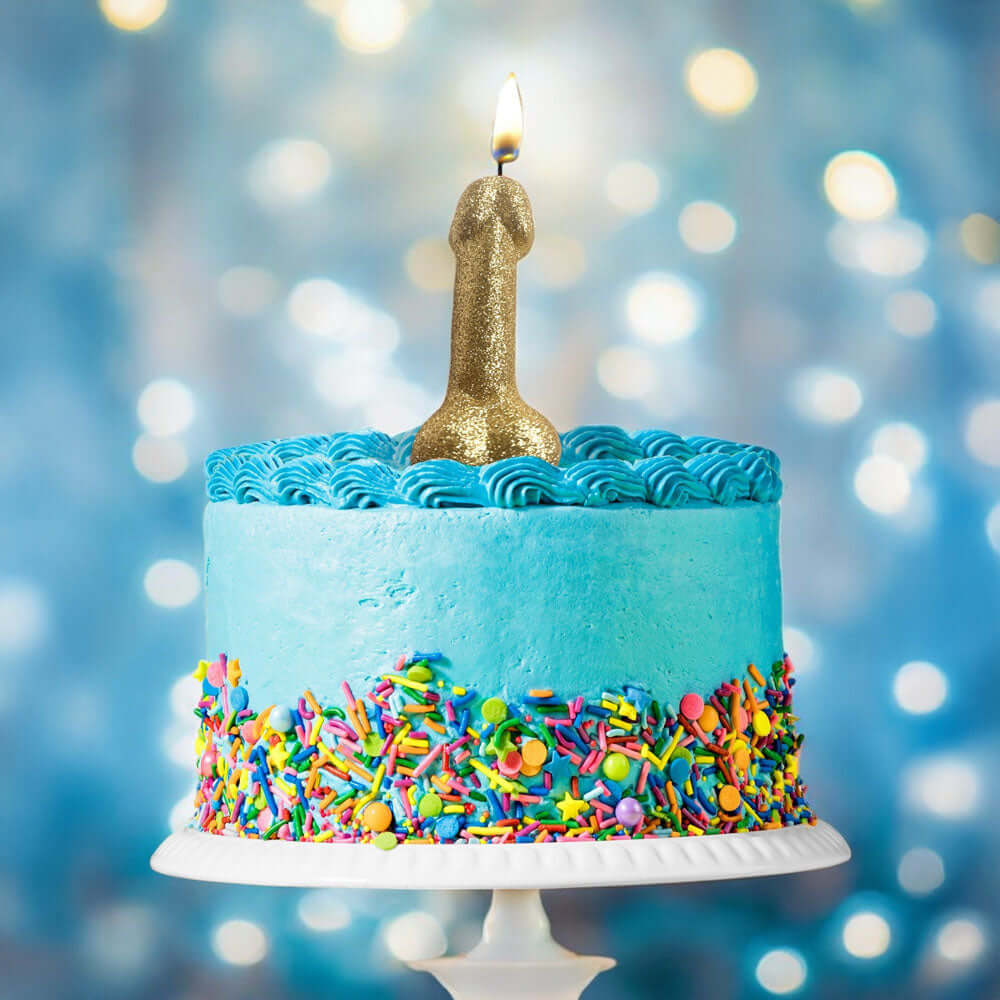 Glitterati Gold Glitter Penis Candle - Gold 10 cm Penis Party Candle