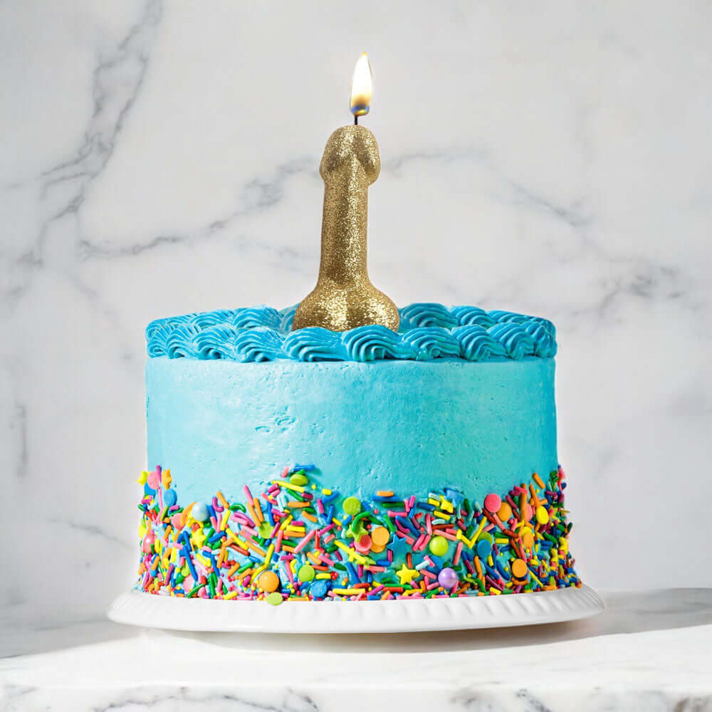 Glitterati Gold Glitter Penis Candle - Gold 10 cm Penis Party Candle