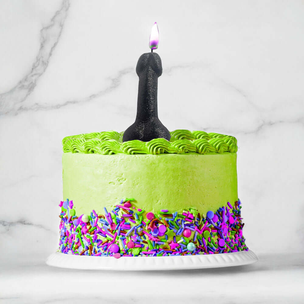 Glitterati Black Glitter Penis Candle - Black 10 cm Penis Party Candle