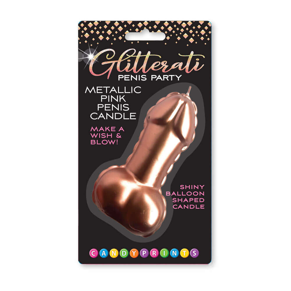 Glitterati Metallic Pink Penis Candle - Rose Gold 10 cm Penis Party Candle