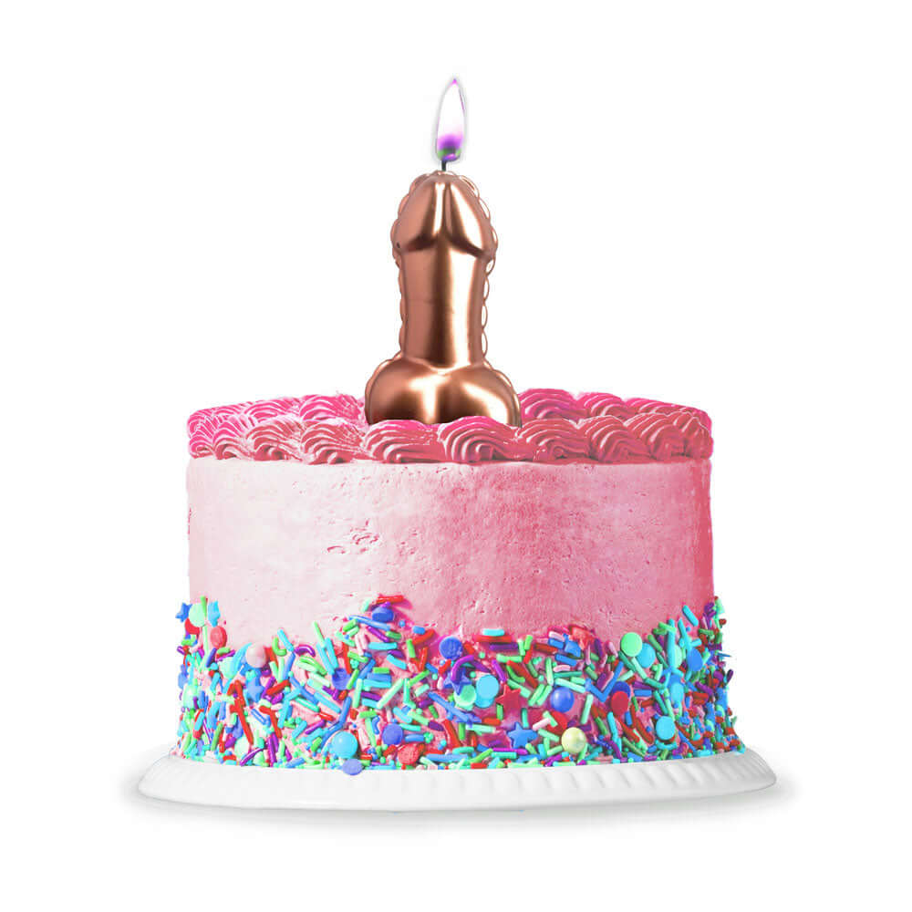 Glitterati Metallic Pink Penis Candle - Rose Gold 10 cm Penis Party Candle