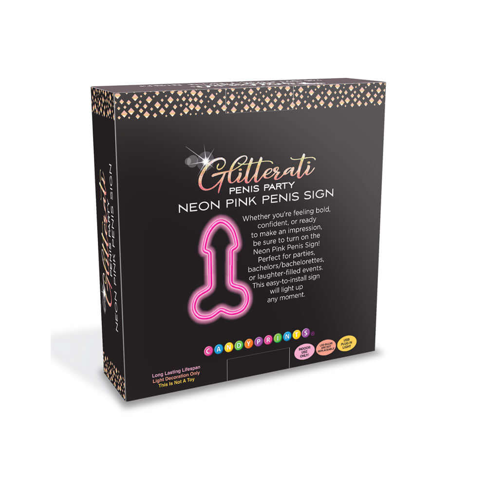 Glitterati Neon Pink Penis Sign - Novelty Neon Light